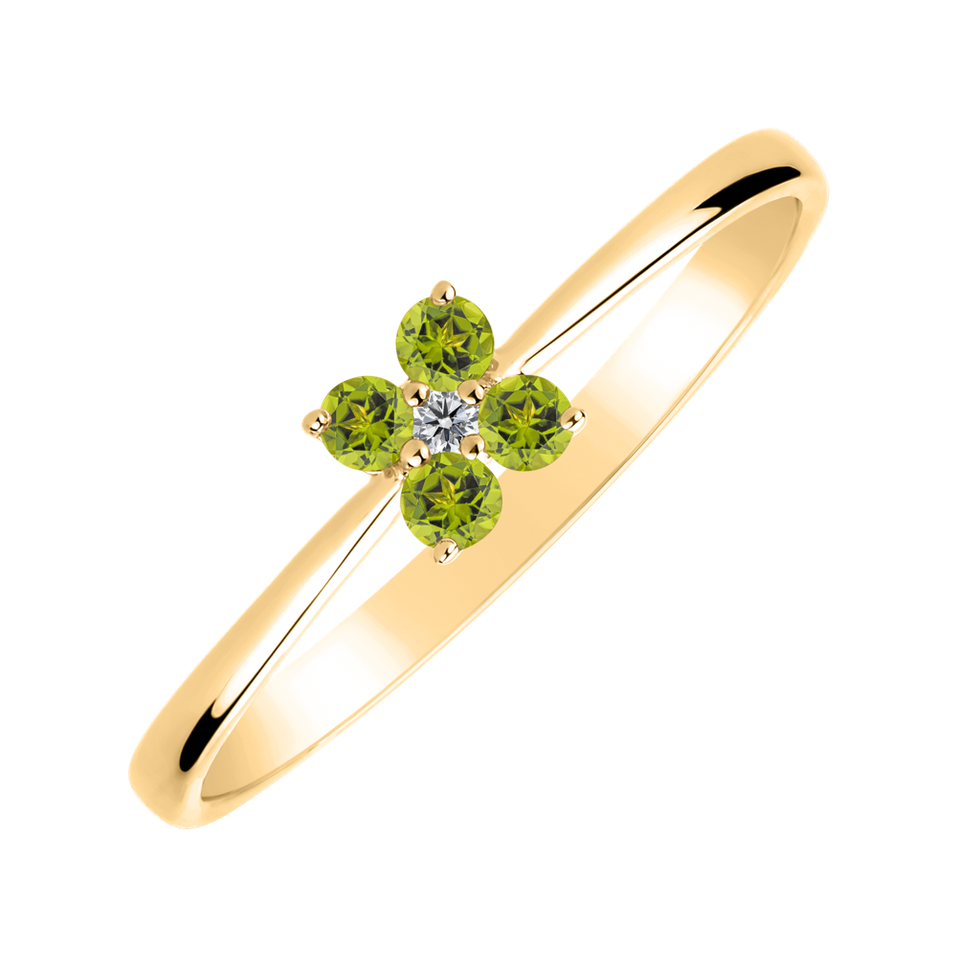 Diamond ring with Peridot Divine Bloom