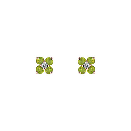 Diamond earrings with Peridot Divine Bloom