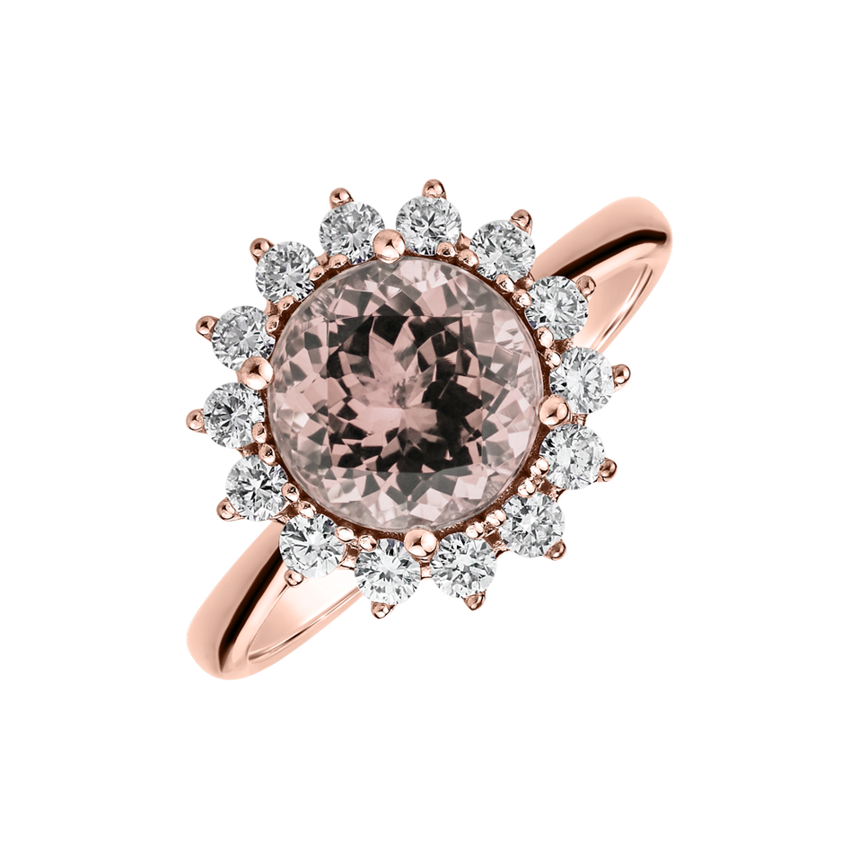 Diamond ring with Morganite Stellar Sun