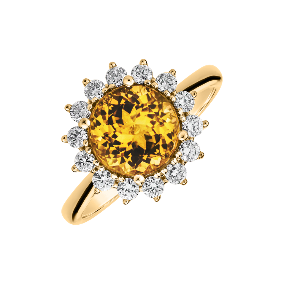 Diamond ring with Citrine Stellar Sun