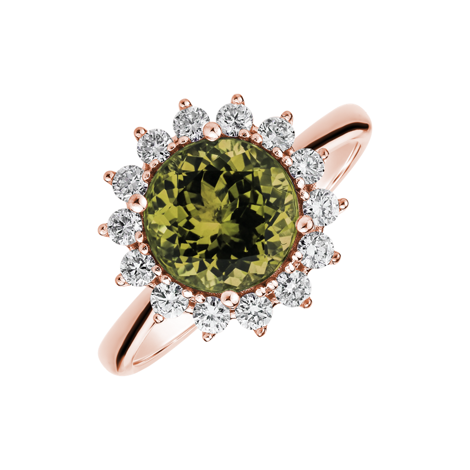 Diamond ring with Peridot Stellar Sun