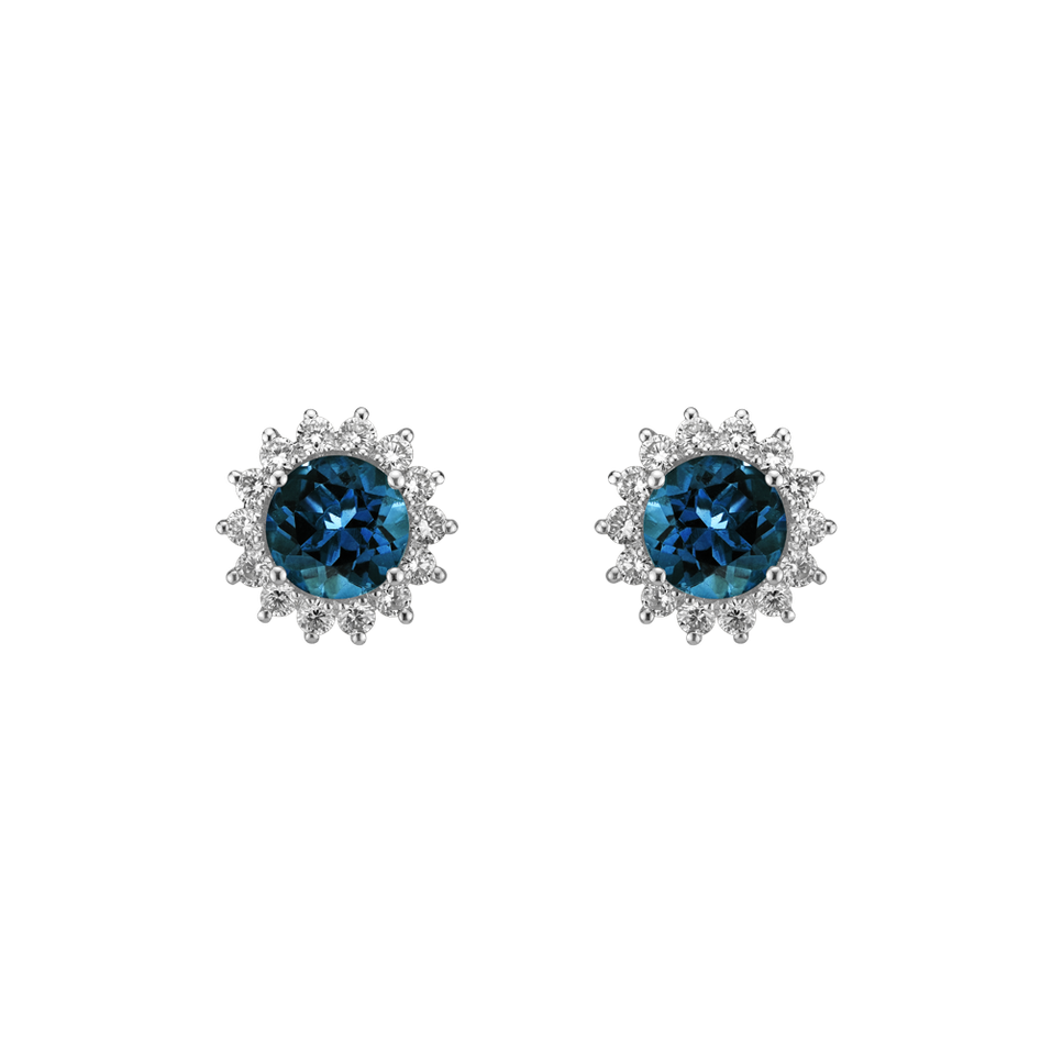 Diamond earrings with Topaz London Lilac Flower