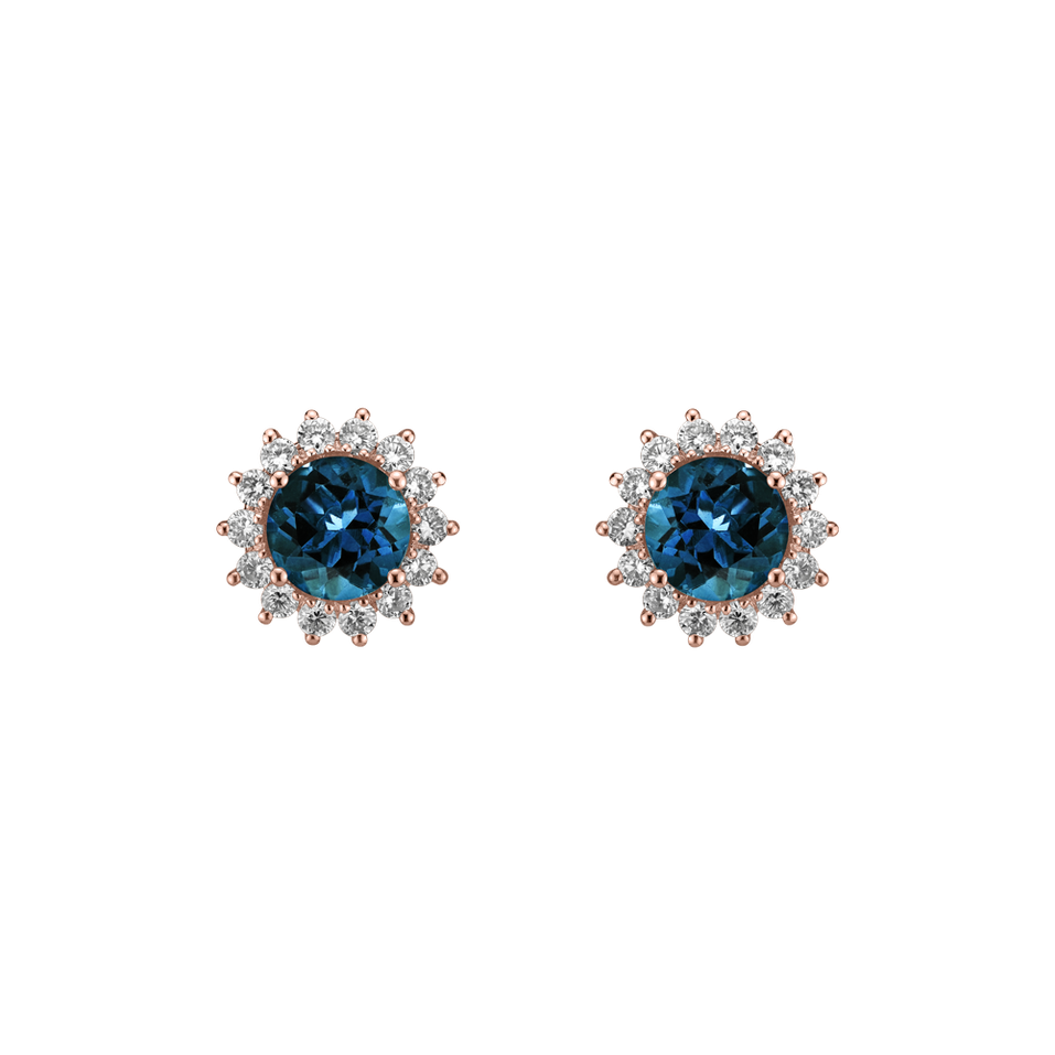 Diamond earrings with Topaz London Lilac Flower