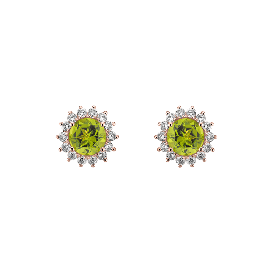 Diamond earrings with Peridot Lilac Flower