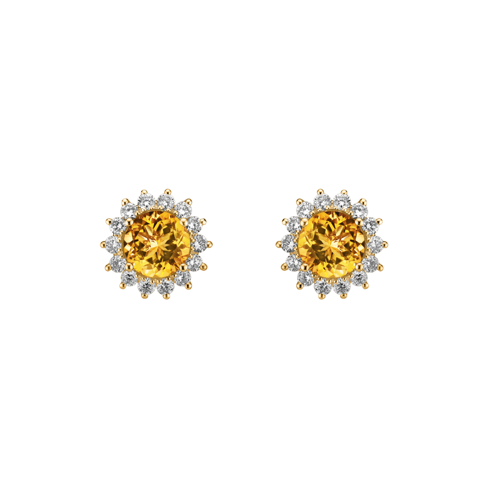 Diamond earrings with Citrine Lilac Flower