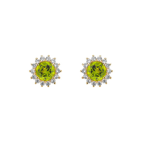 Diamond earrings with Peridot Lilac Flower