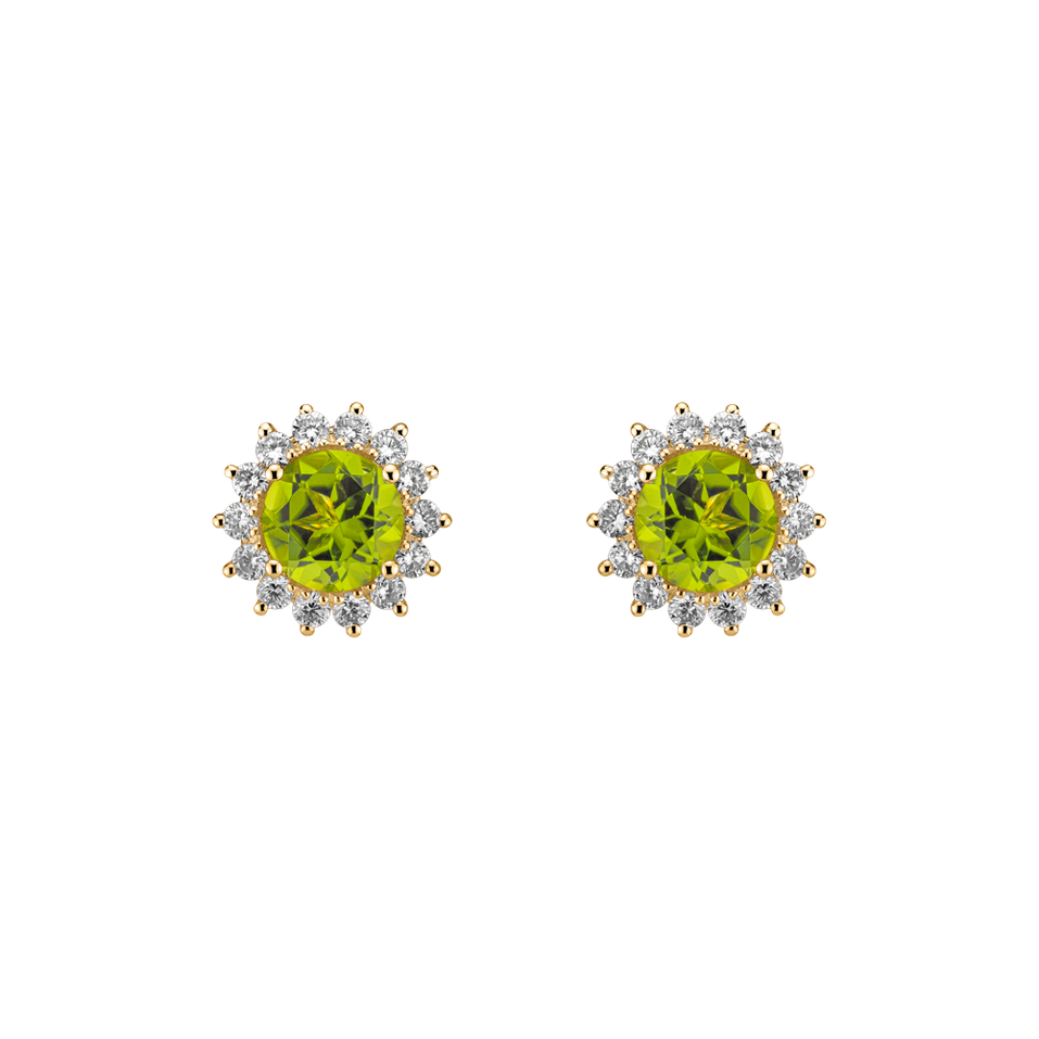 Diamond earrings with Peridot Lilac Flower