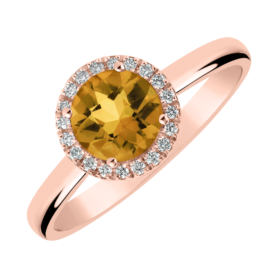 Diamond ring with Citrine Bonbon