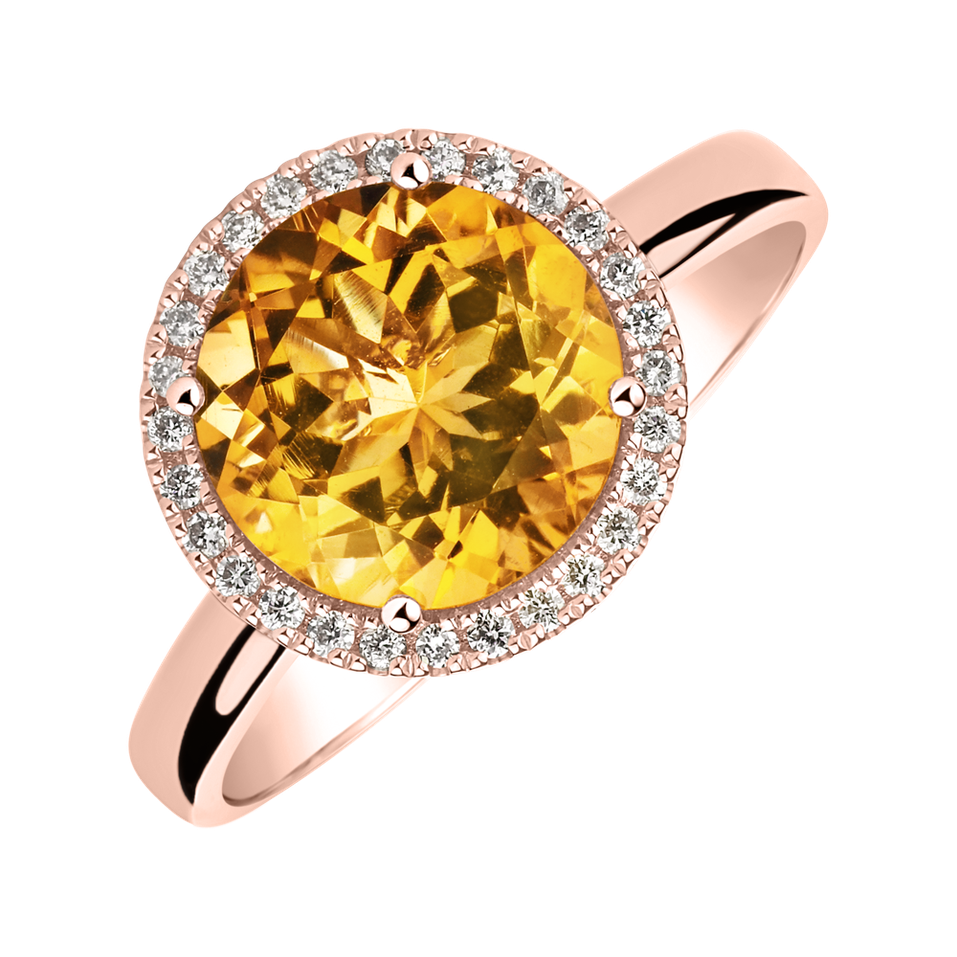 Diamond ring with Citrine Bonbon