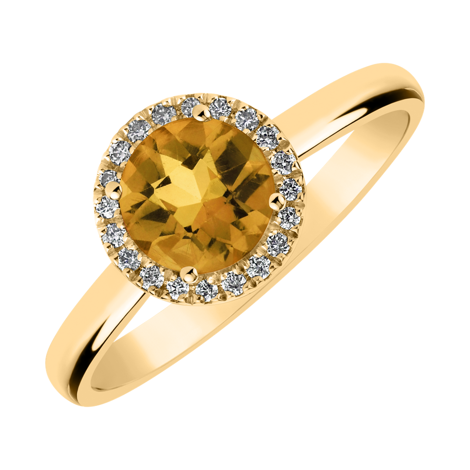 Diamond ring with Citrine Bonbon