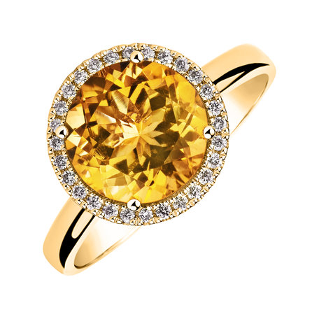 Diamond ring with Citrine Bonbon