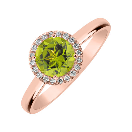 Diamond ring with Peridot Bonbon