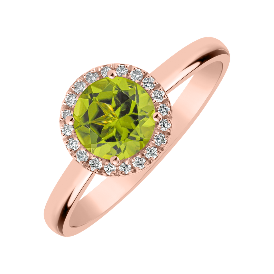 Diamond ring with Peridot Bonbon