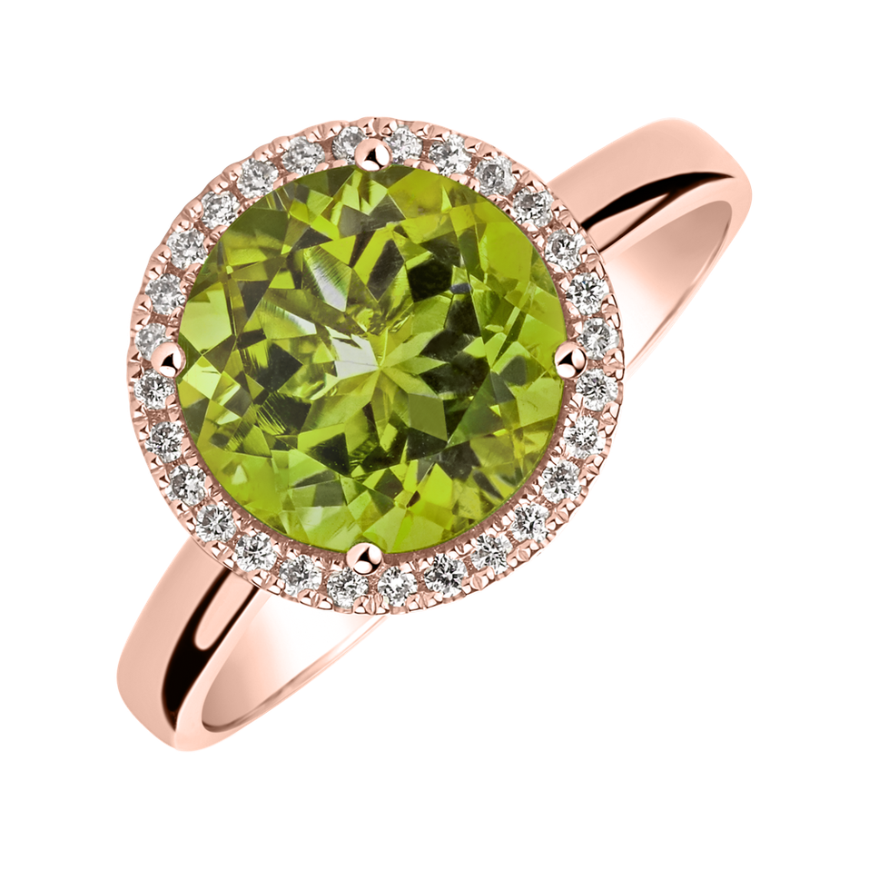 Diamond ring with Peridot Bonbon