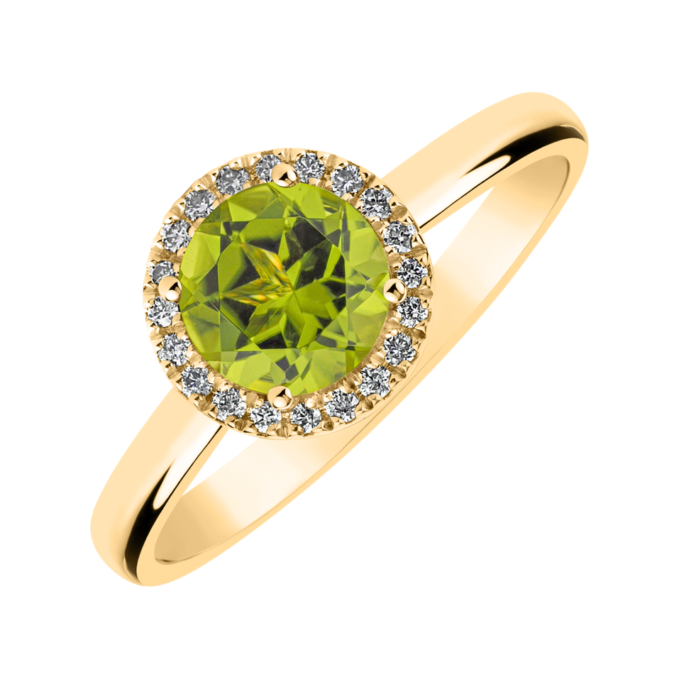 Diamond ring with Peridot Bonbon