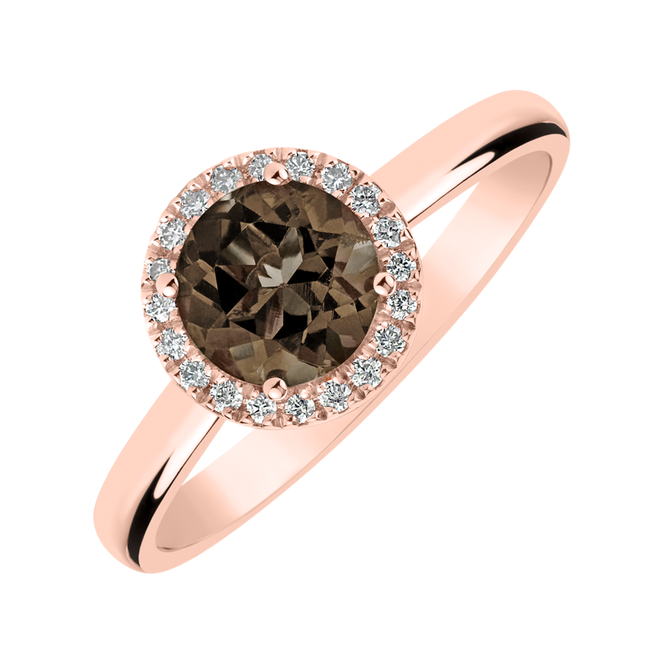 Diamond ring with Smoky Quartz Bonbon