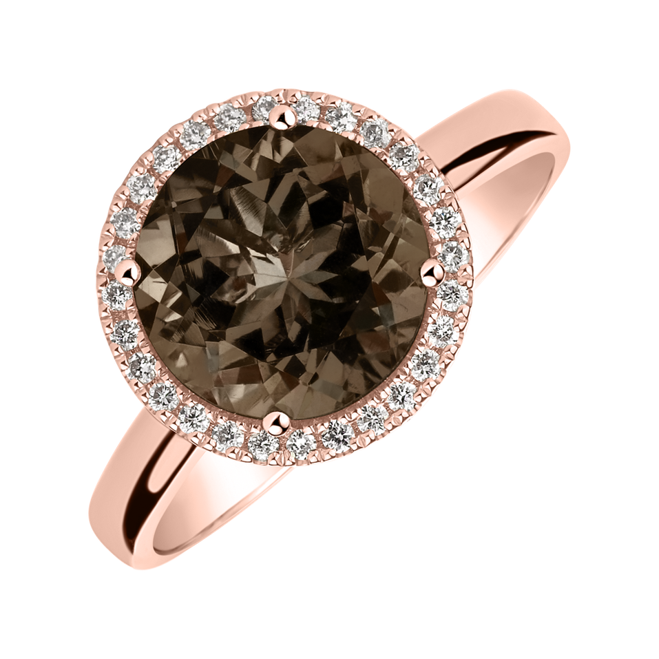 Diamond ring with Smoky Quartz Bonbon