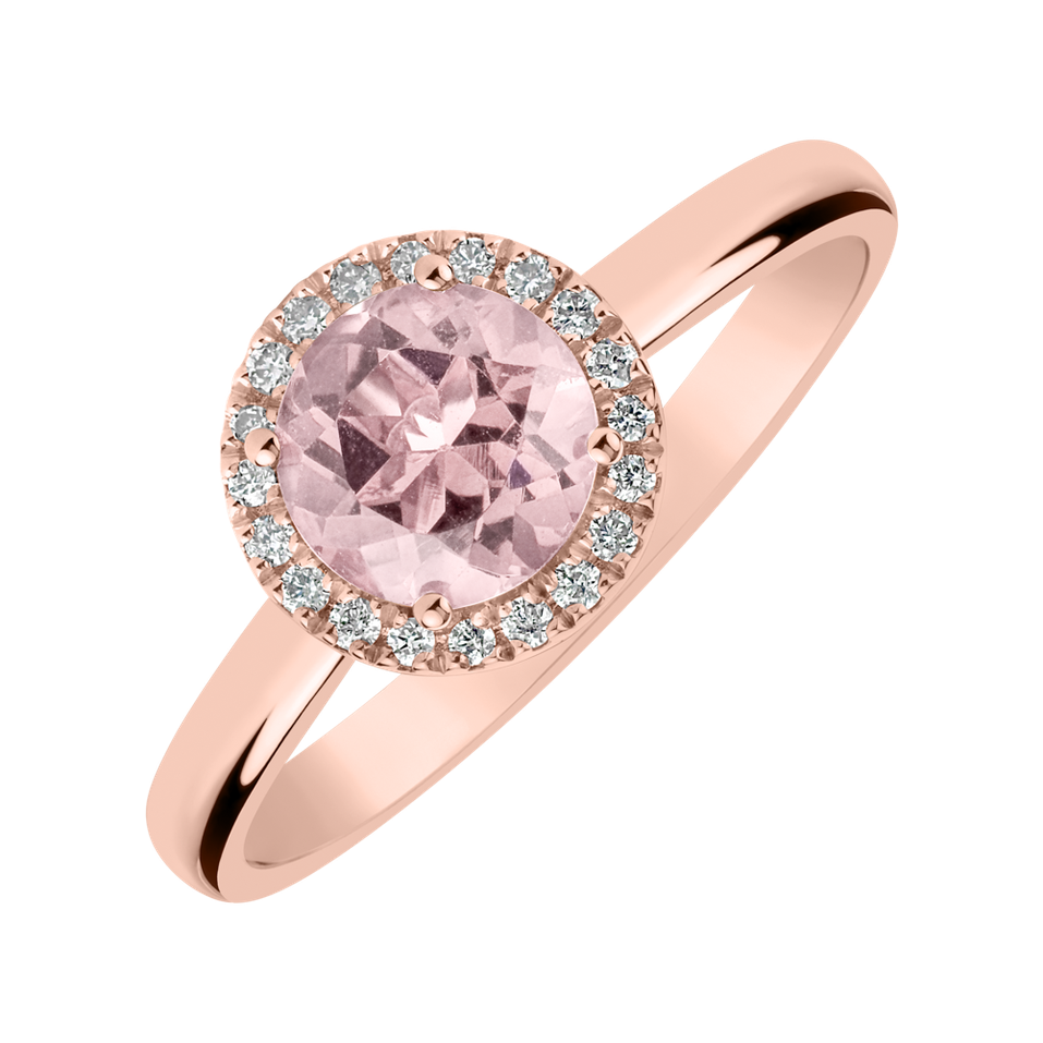 Diamond ring with Rose Quartz Bonbon