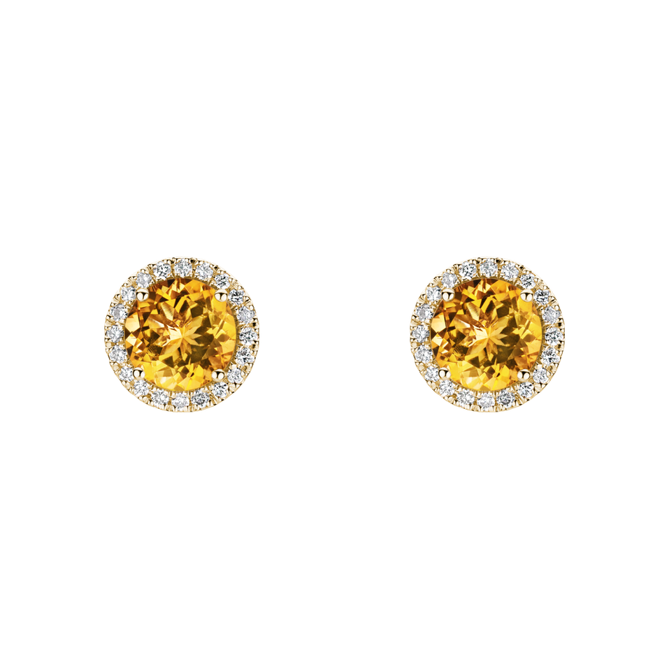 Diamond earrings with Citrine Eternal Sunshine