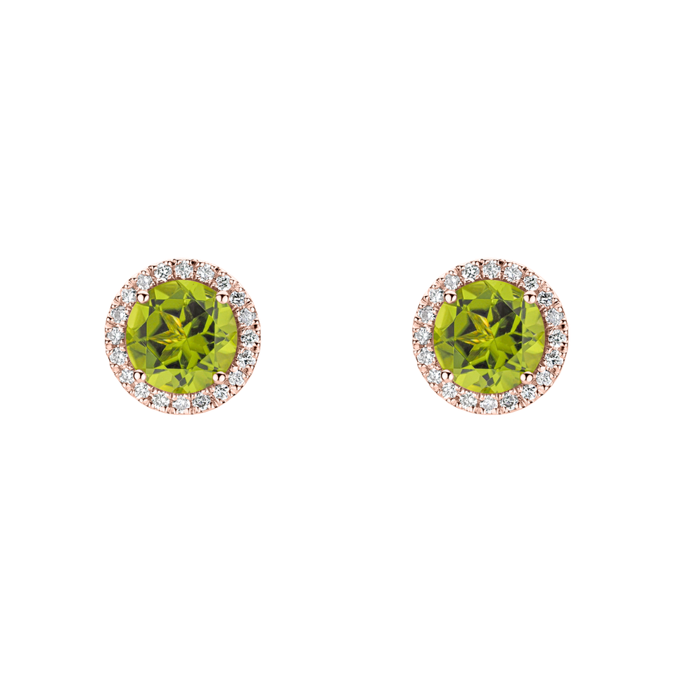 Diamond earrings with Peridot Eternal Sunshine