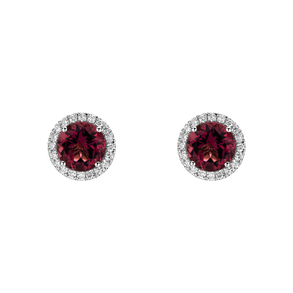 Diamond earrings with Rhodolite Eternal Sunshine