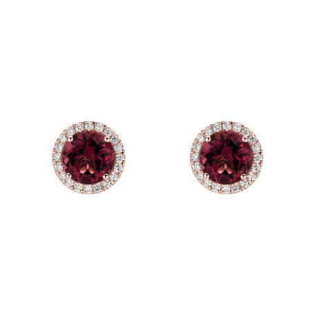 Diamond earrings with Rhodolite Eternal Sunshine