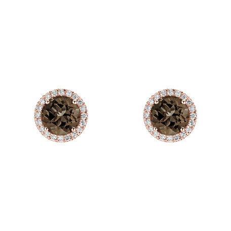 Diamond earrings with Smoky Quartz Eternal Sunshine