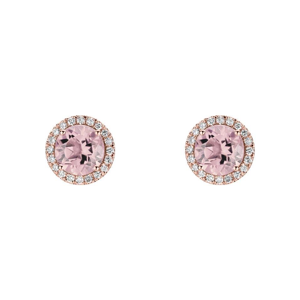 Diamond earrings with Rose Quartz Eternal Sunshine