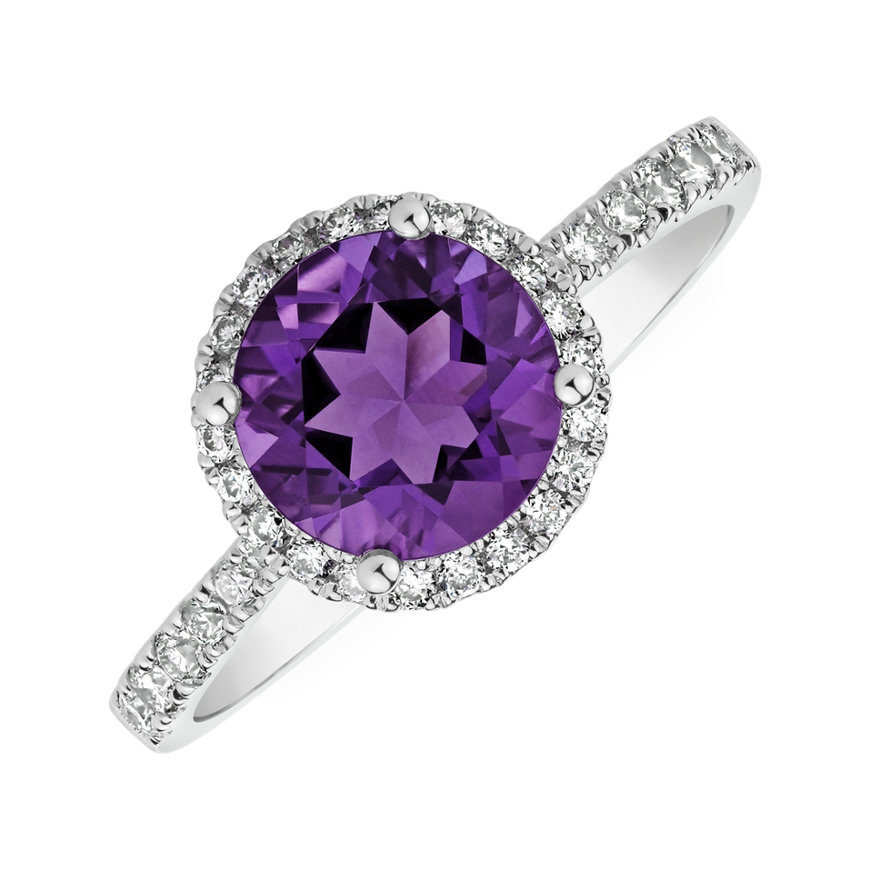 Diamond ring with Amethyst Brazil Sparkly Bonbon