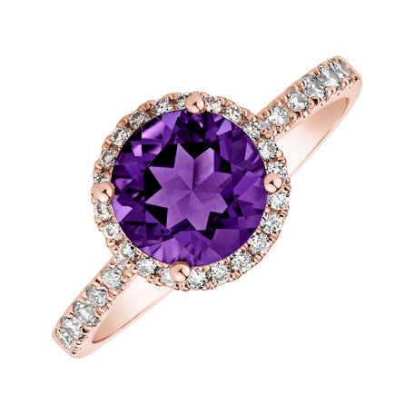 Diamond ring with Amethyst Brazil Sparkly Bonbon