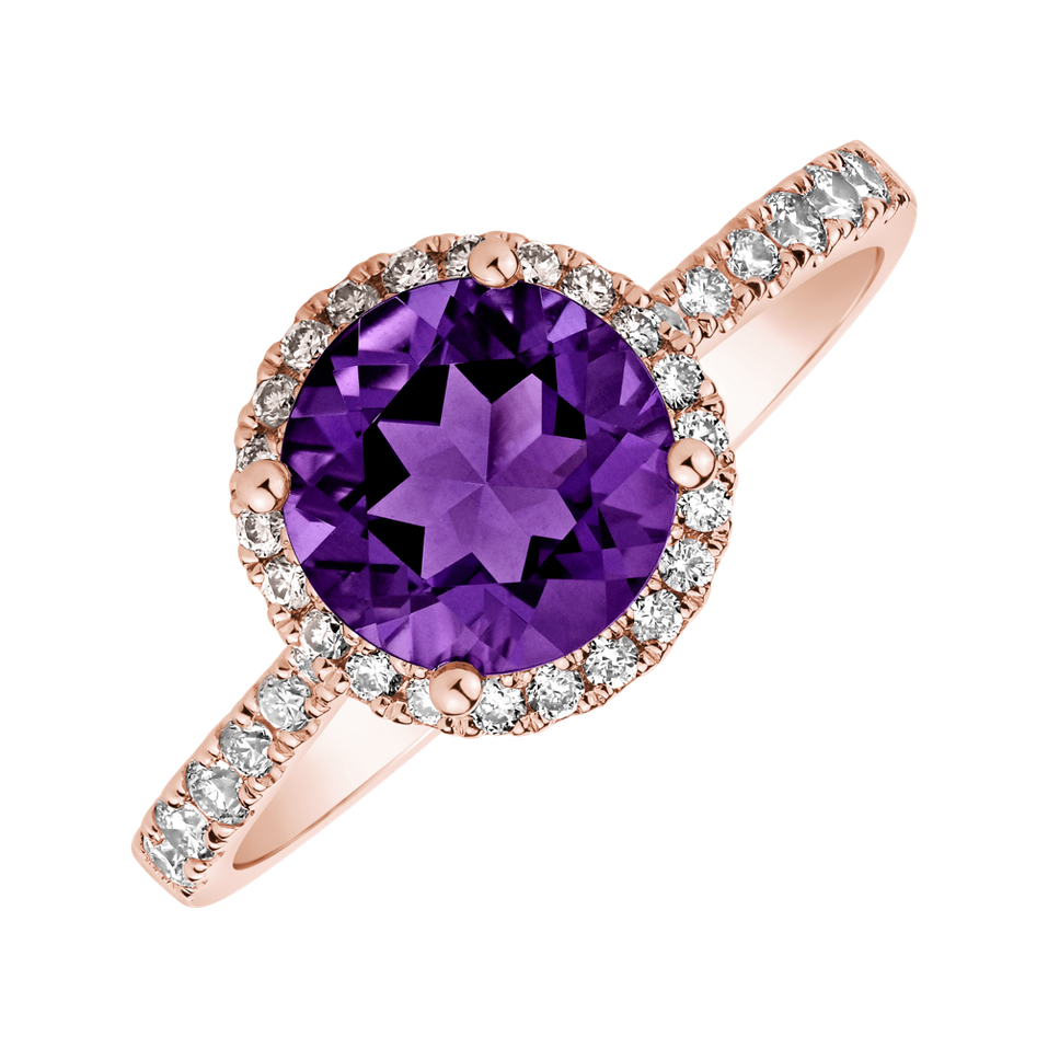 Diamond ring with Amethyst Brazil Sparkly Bonbon