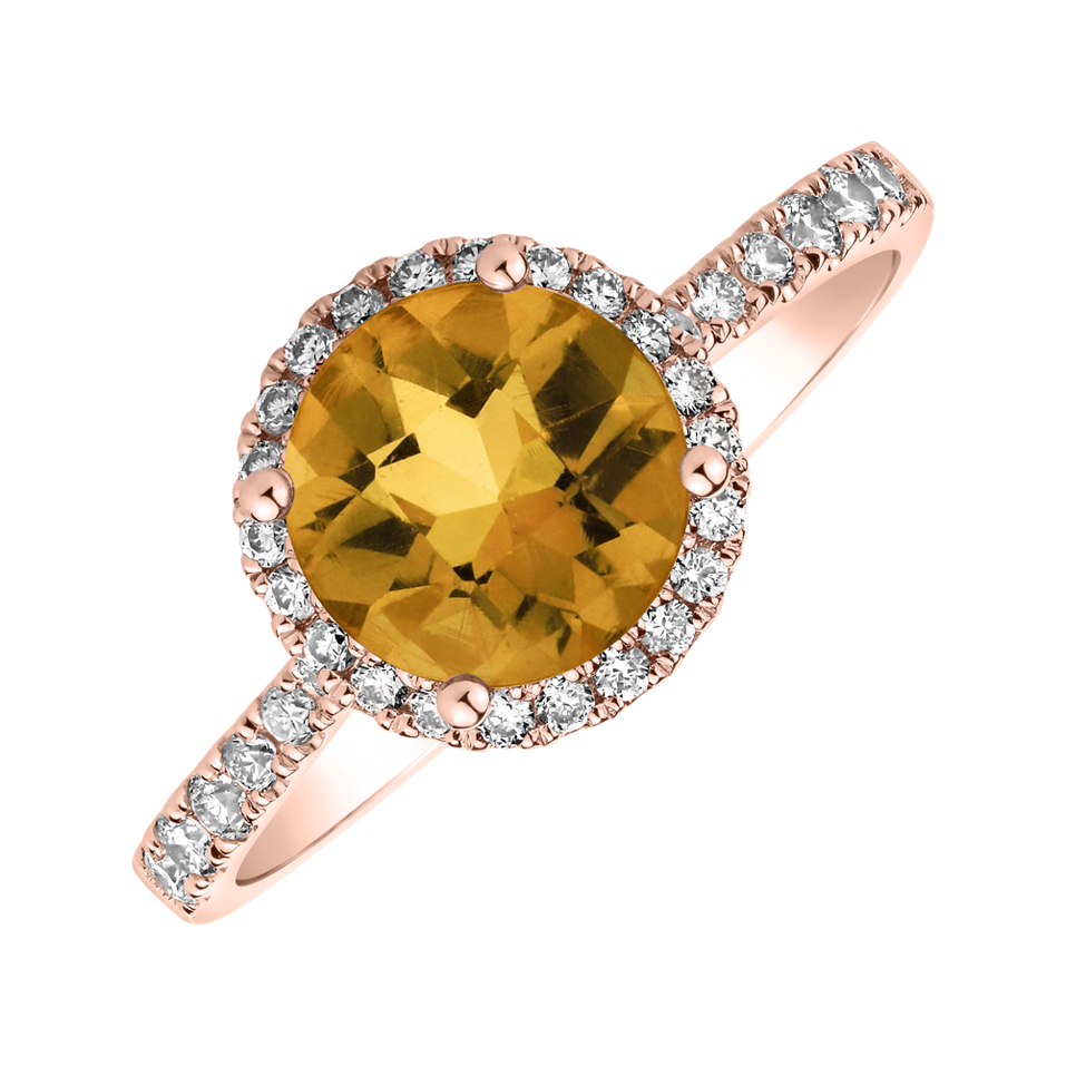 Diamond ring with Citrine Sparkly Bonbon