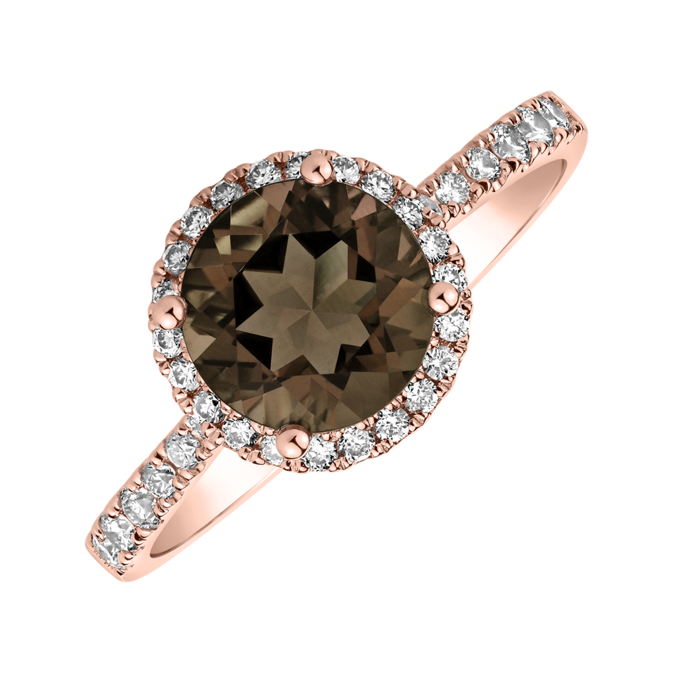 Diamond ring with Smoky Quartz Sparkly Bonbon