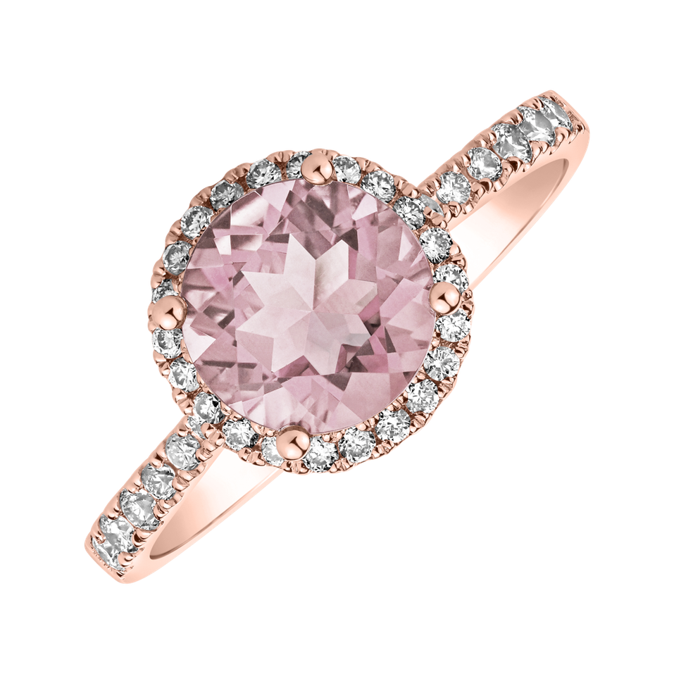 Diamond ring with Rose Quartz Sparkly Bonbon