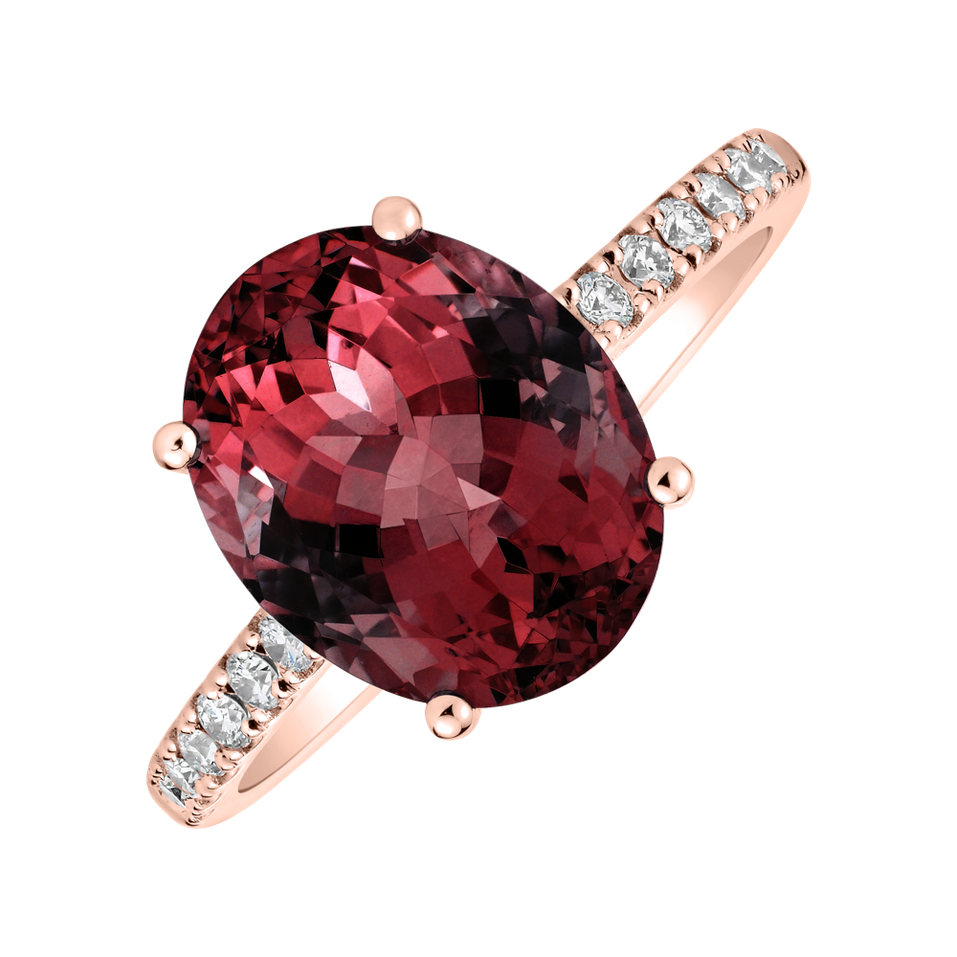 Diamond ring with Rhodolite Playful Glamour