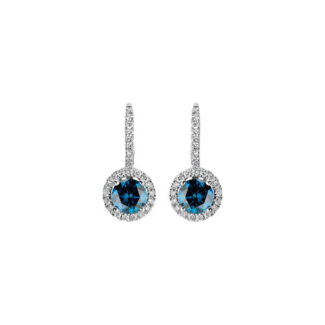 Earrings with blue diamonds and white diamonds Blue Tears