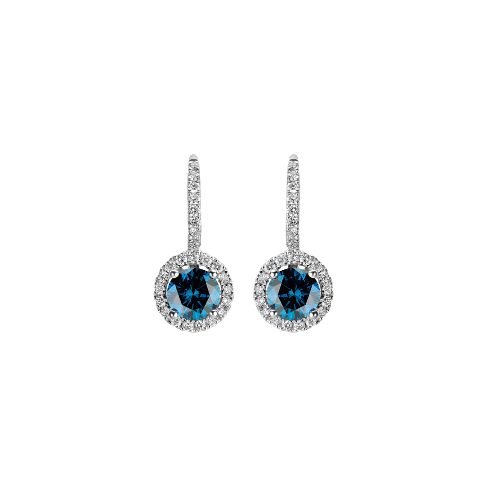 Earrings with blue diamonds and white diamonds Blue Tears