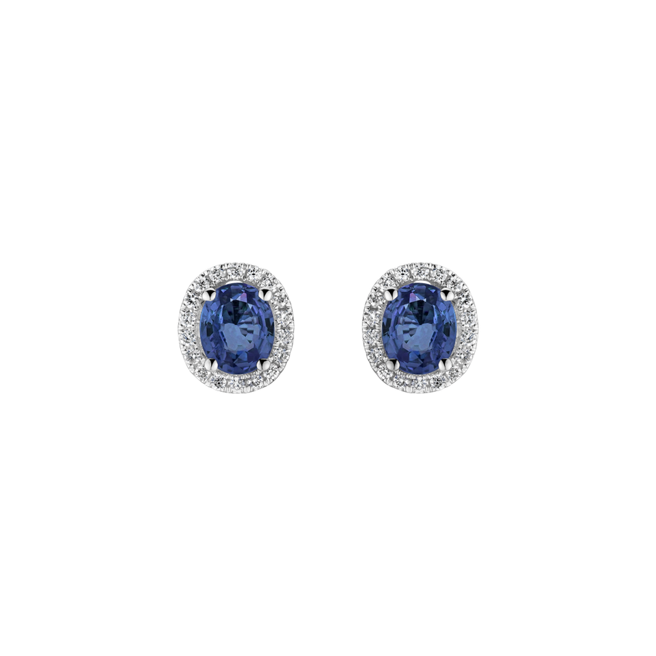 Diamond earrings with Sapphire Imperial Sapphire