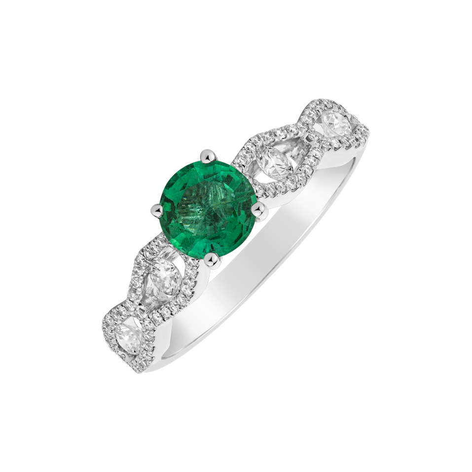 Diamond ring with Emerald Playful Wonder