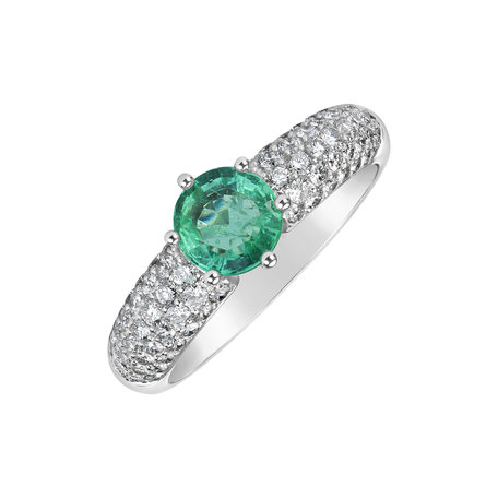 Diamond ring with Emerald Proud Desire