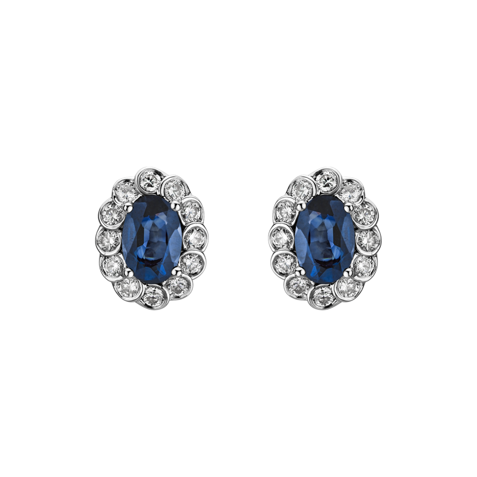 Diamond earrings with Sapphire Glamour Princess