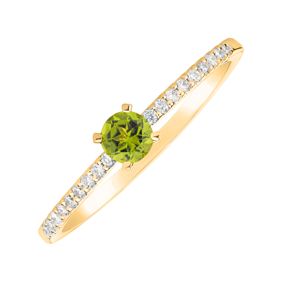 Diamond ring with Peridot Gem Simplicity