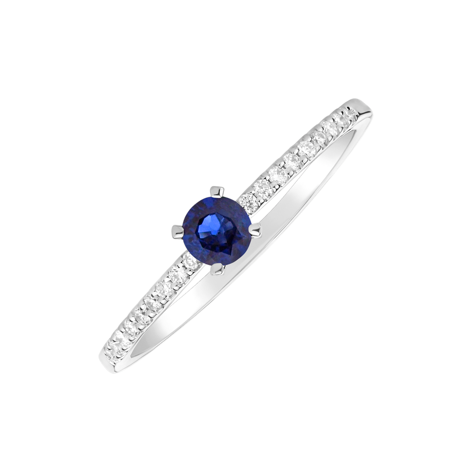 Diamond ring with Sapphire Gem Simplicity