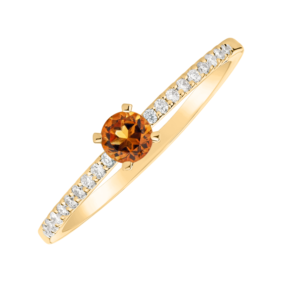 Diamond ring with Citrine Gem Simplicity