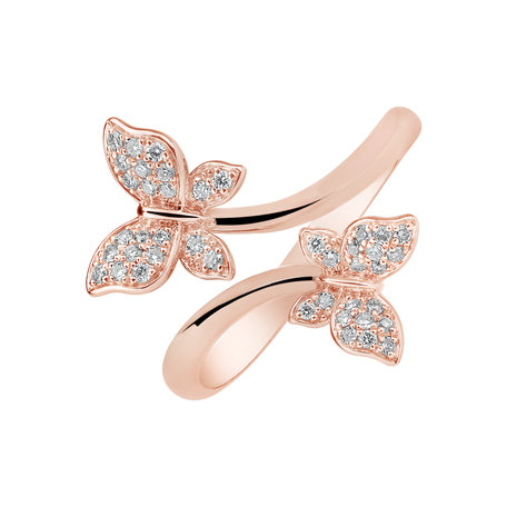 14ct rose gold diamond ring Dancing Wings