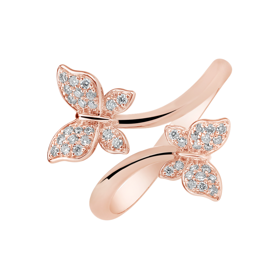 14ct rose gold diamond ring Dancing Wings