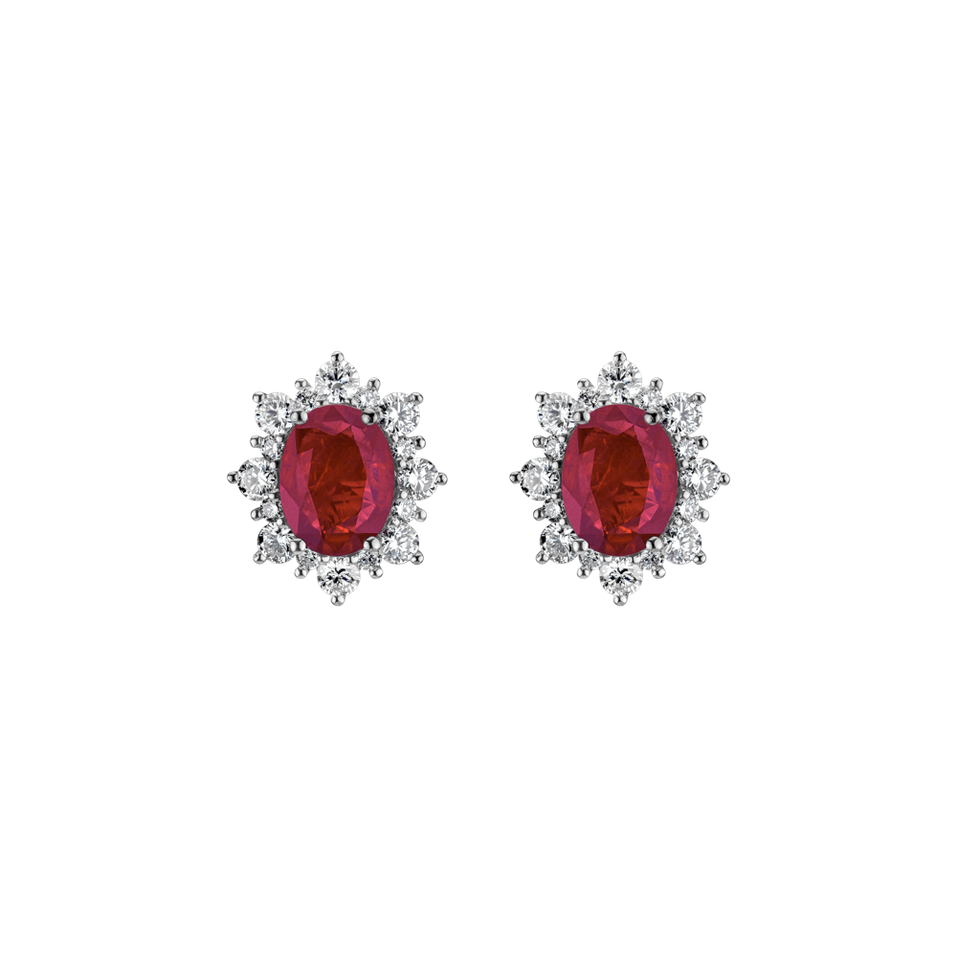 Diamond earrings with Ruby Royal Aurora