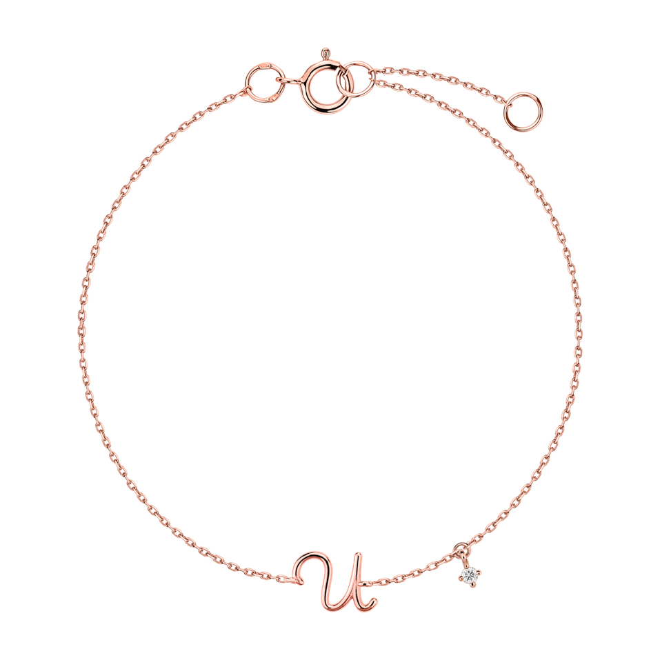 Diamond bracelet Curly Letter U