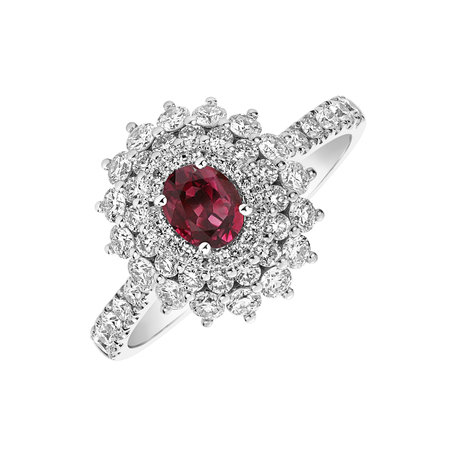 Diamond ring with Ruby Frozen Drop