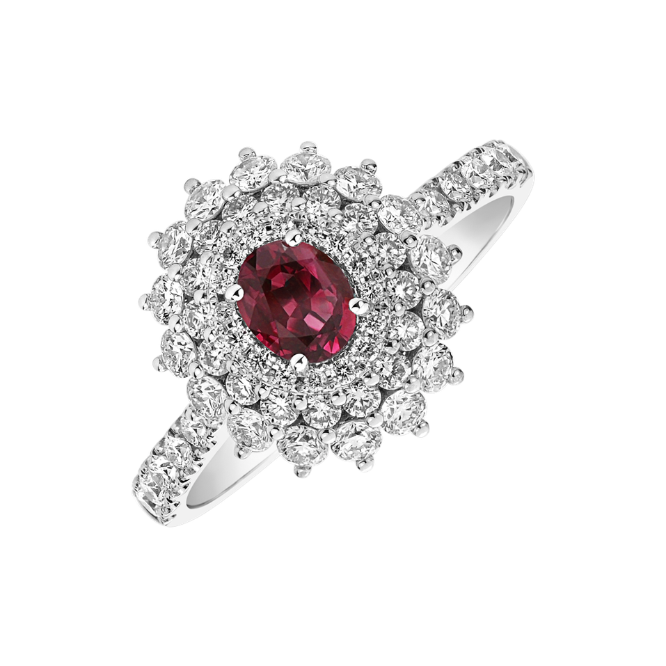 Diamond ring with Ruby Frozen Drop